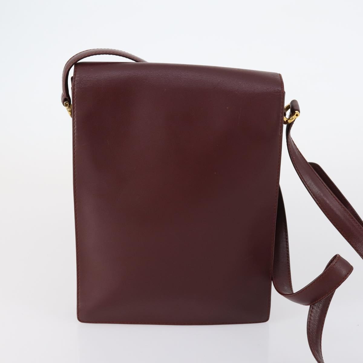 CARTIER Must Line Shoulder Bag Leather 2Set Bordeaux Auth bs30274