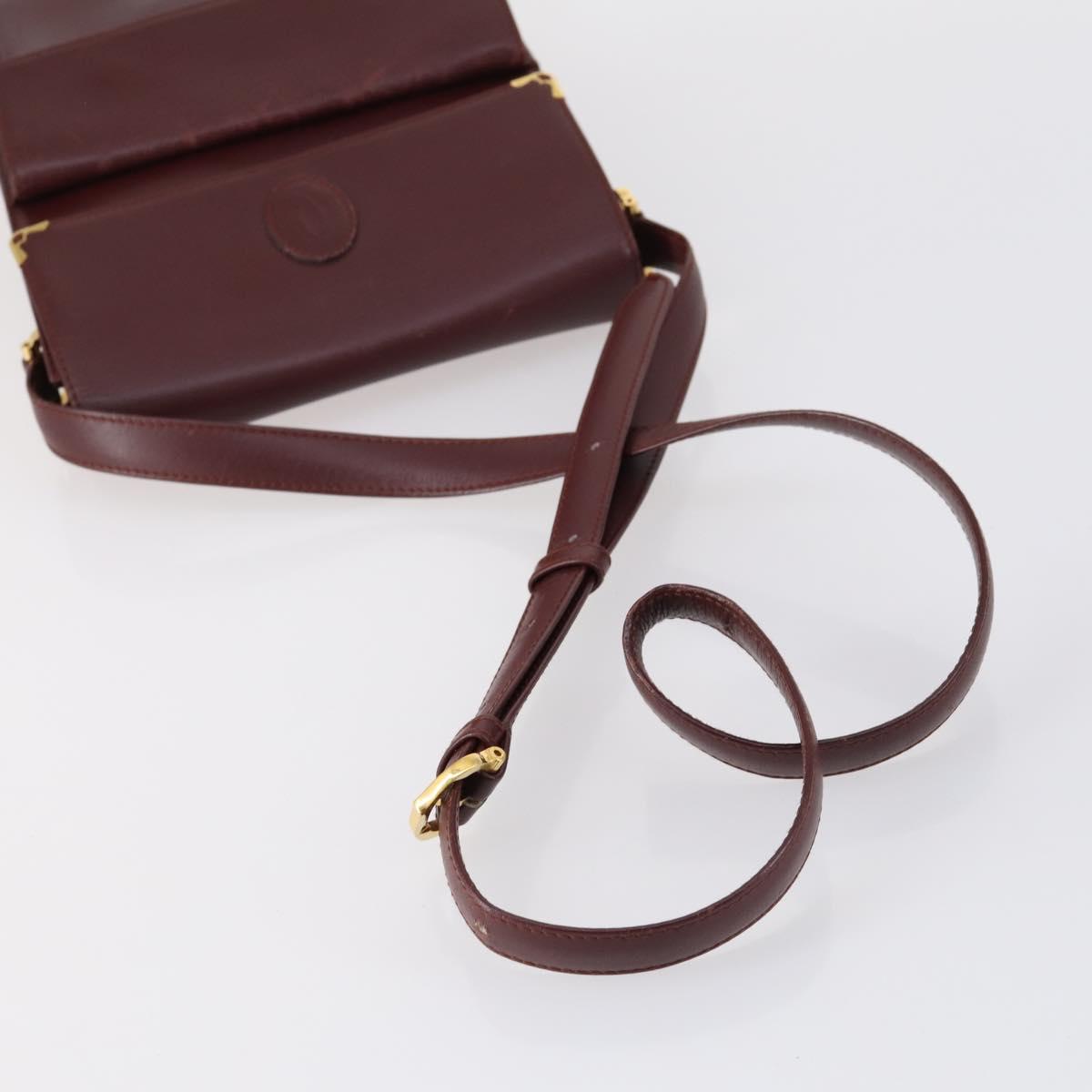 CARTIER Must Line Shoulder Bag Leather 2Set Bordeaux Auth bs30274