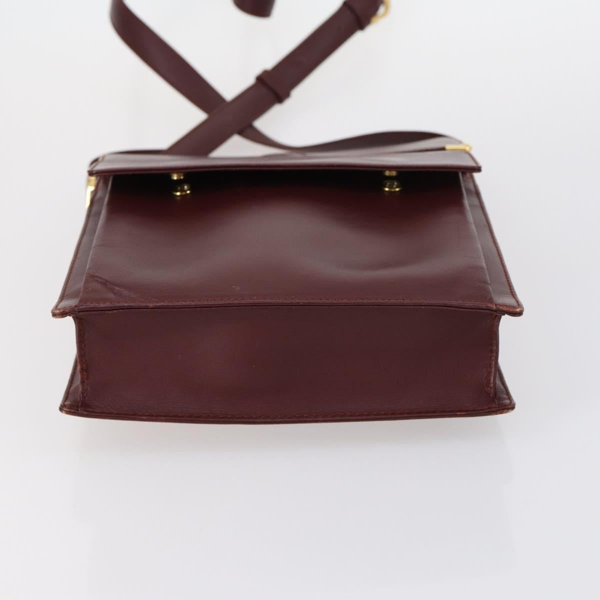 CARTIER Must Line Shoulder Bag Leather 2Set Bordeaux Auth bs30274