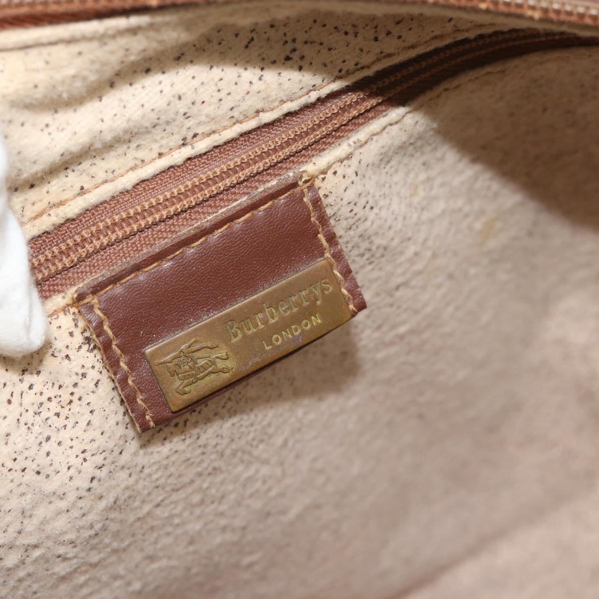 Burberrys Nova Check Mini Boston Bag PVC Beige Gold Auth bs30275