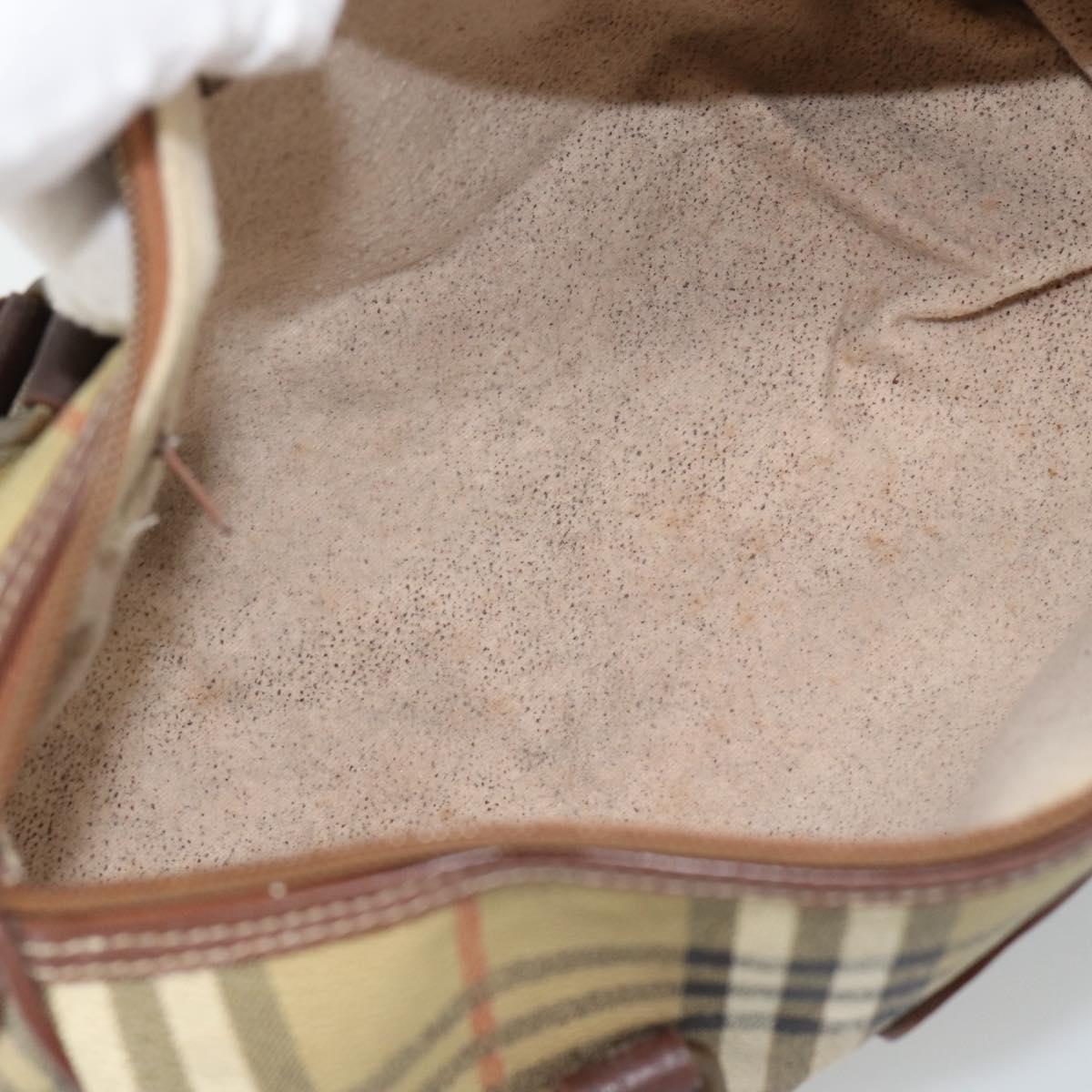 Burberrys Nova Check Mini Boston Bag PVC Beige Gold Auth bs30275