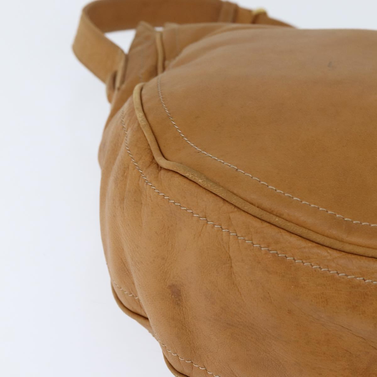 LOEWE Anagram Shoulder Bag Leather Brown Gold Auth bs30276