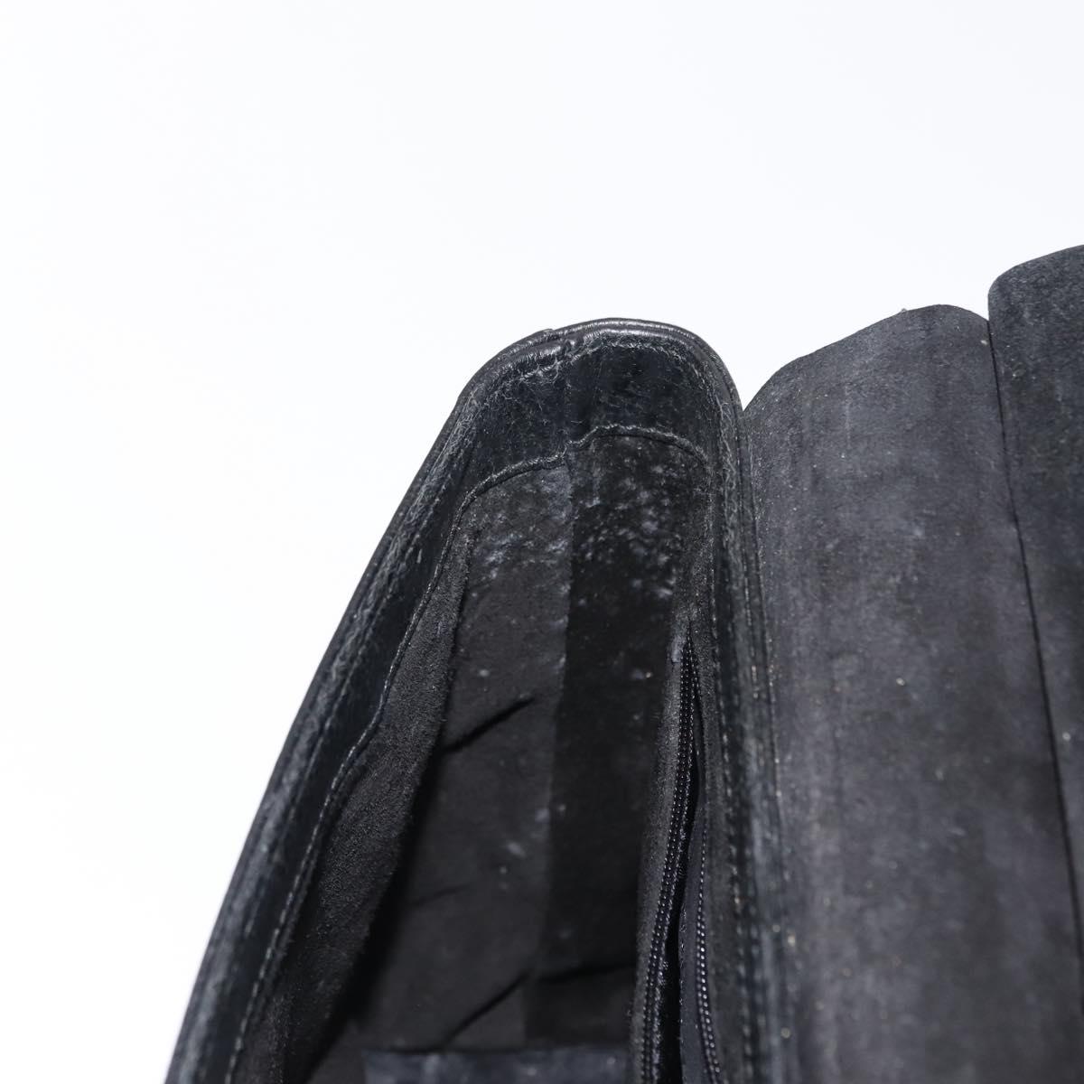 GUCCI Bamboo Hand Bag Leather Black Gold Auth bs30278