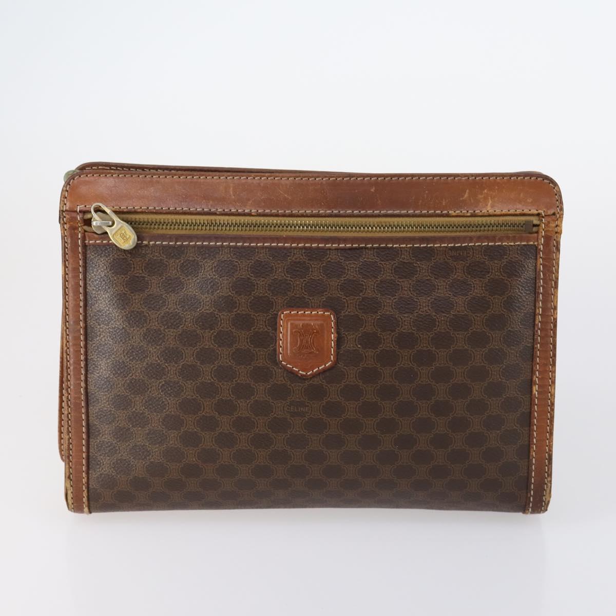 CELINE Shoulder Bag PVC Leather 5Set Black Brown Auth bs30279