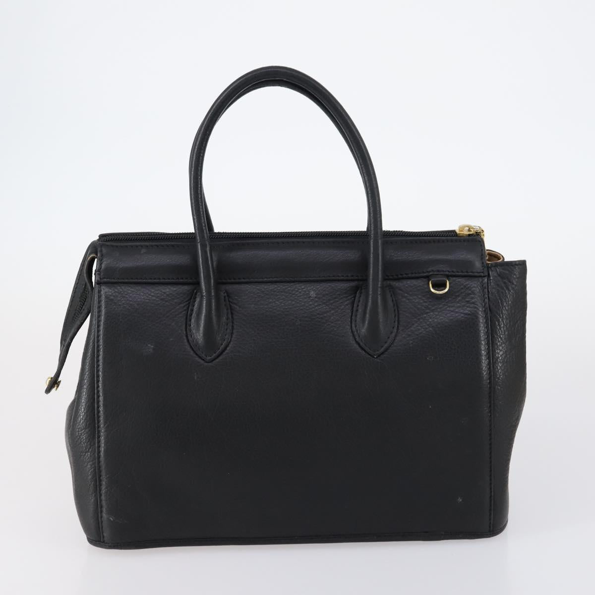 BALLY Hand Bag Leather 3Set Black Ivory Auth bs30280