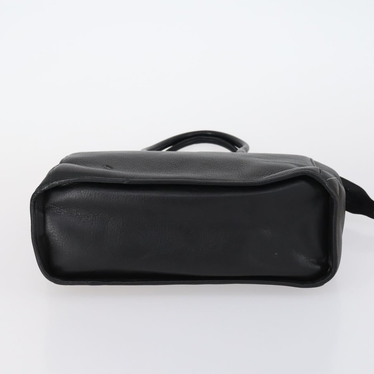 BALLY Hand Bag Leather 3Set Black Ivory Auth bs30280