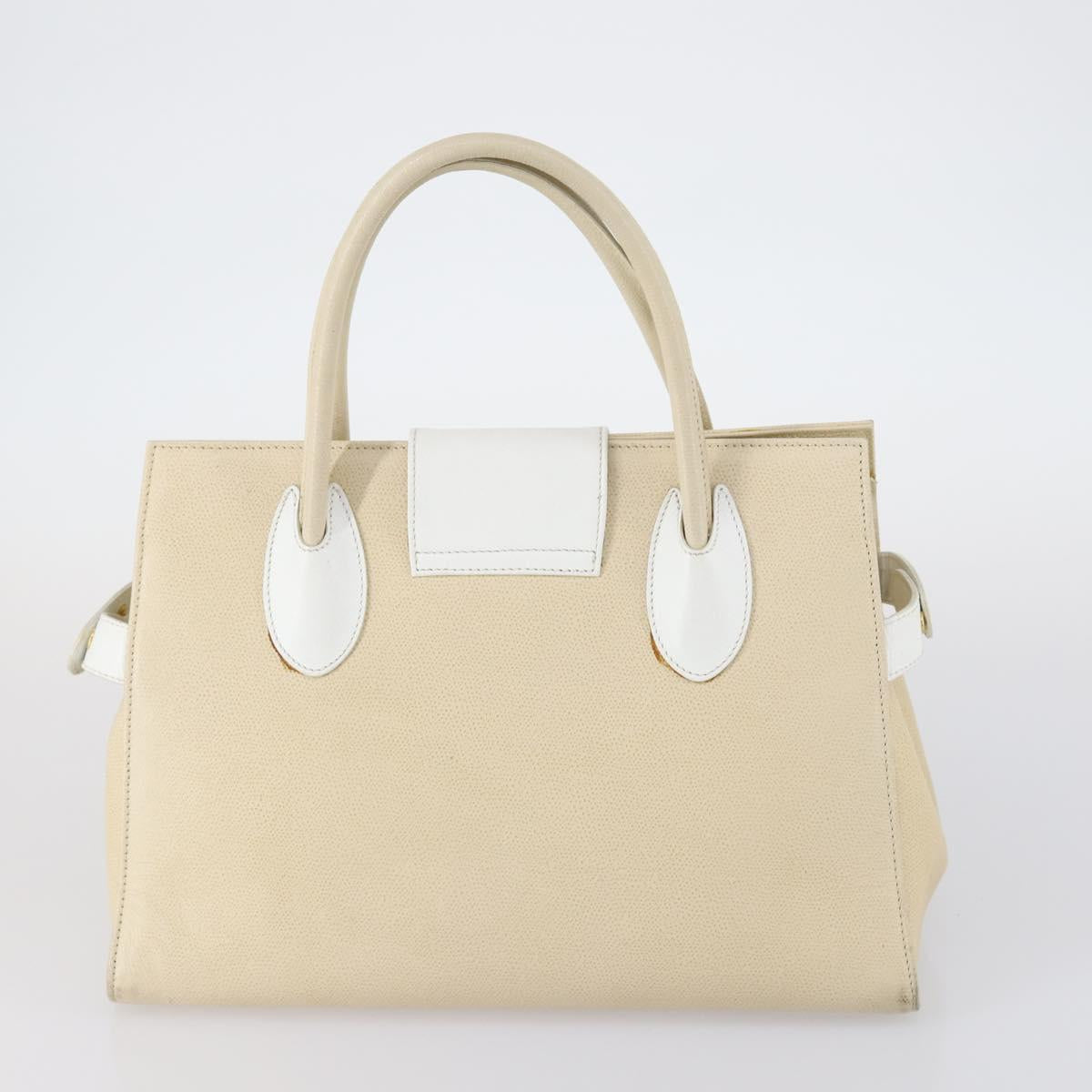 BALLY Hand Bag Leather 3Set Black Ivory Auth bs30280