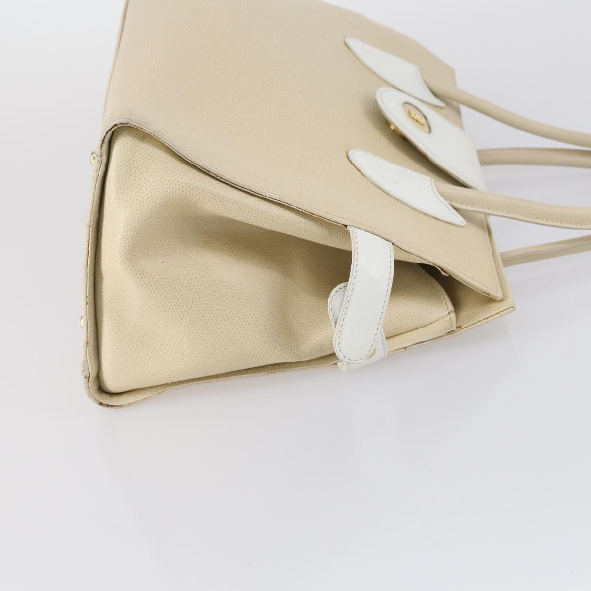 BALLY Hand Bag Leather 3Set Black Ivory Auth bs30280