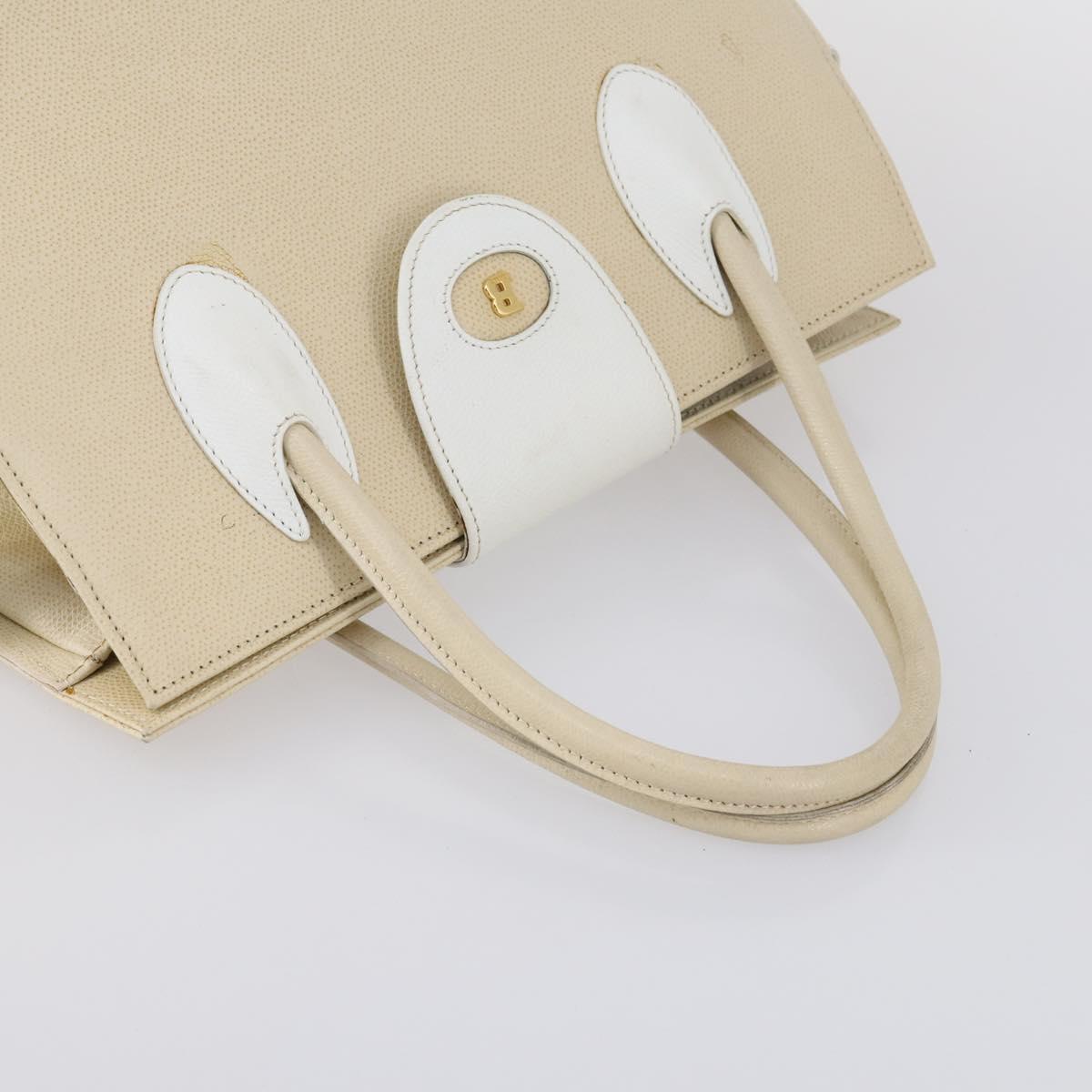 BALLY Hand Bag Leather 3Set Black Ivory Auth bs30280