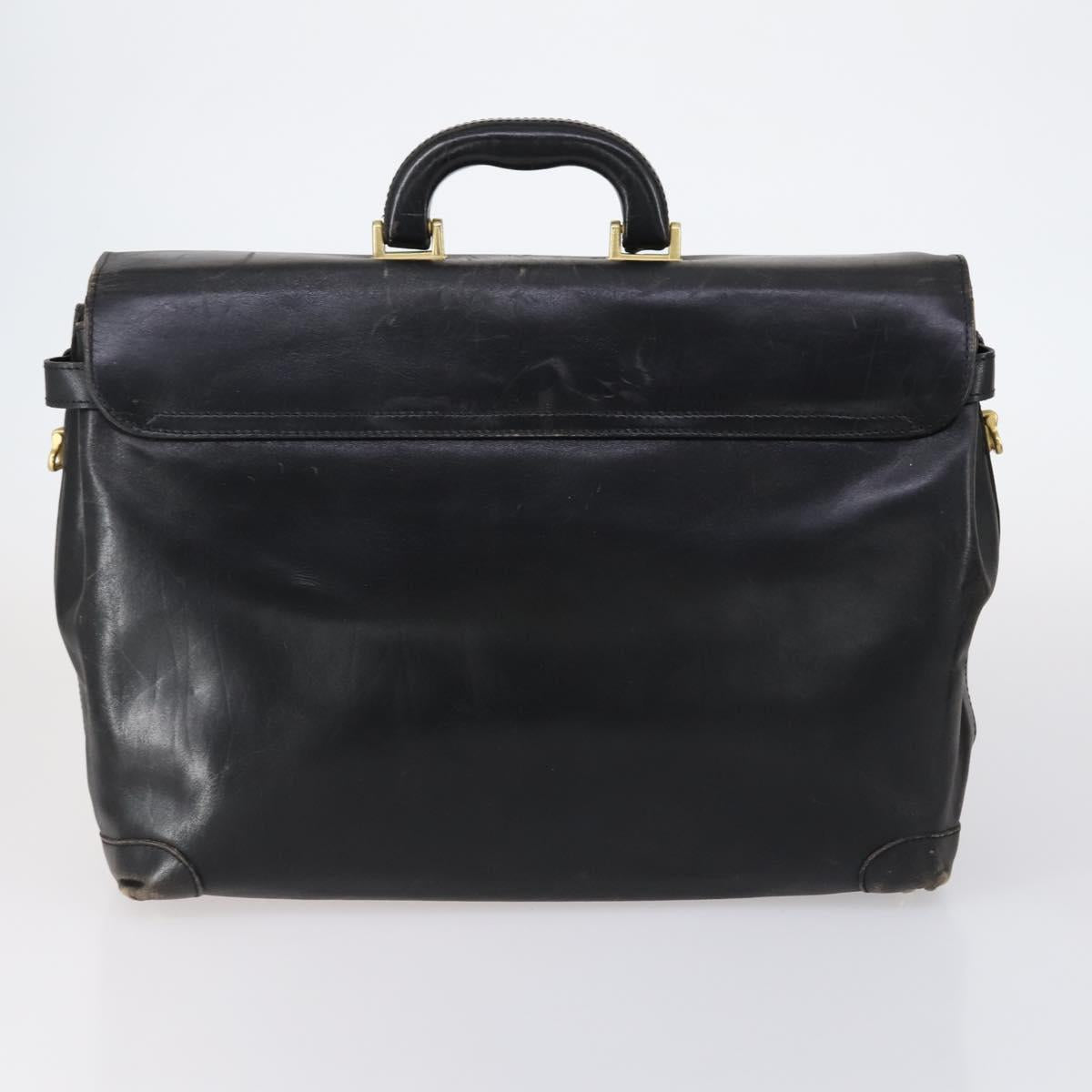 BALLY Hand Bag Leather 3Set Black Ivory Auth bs30280