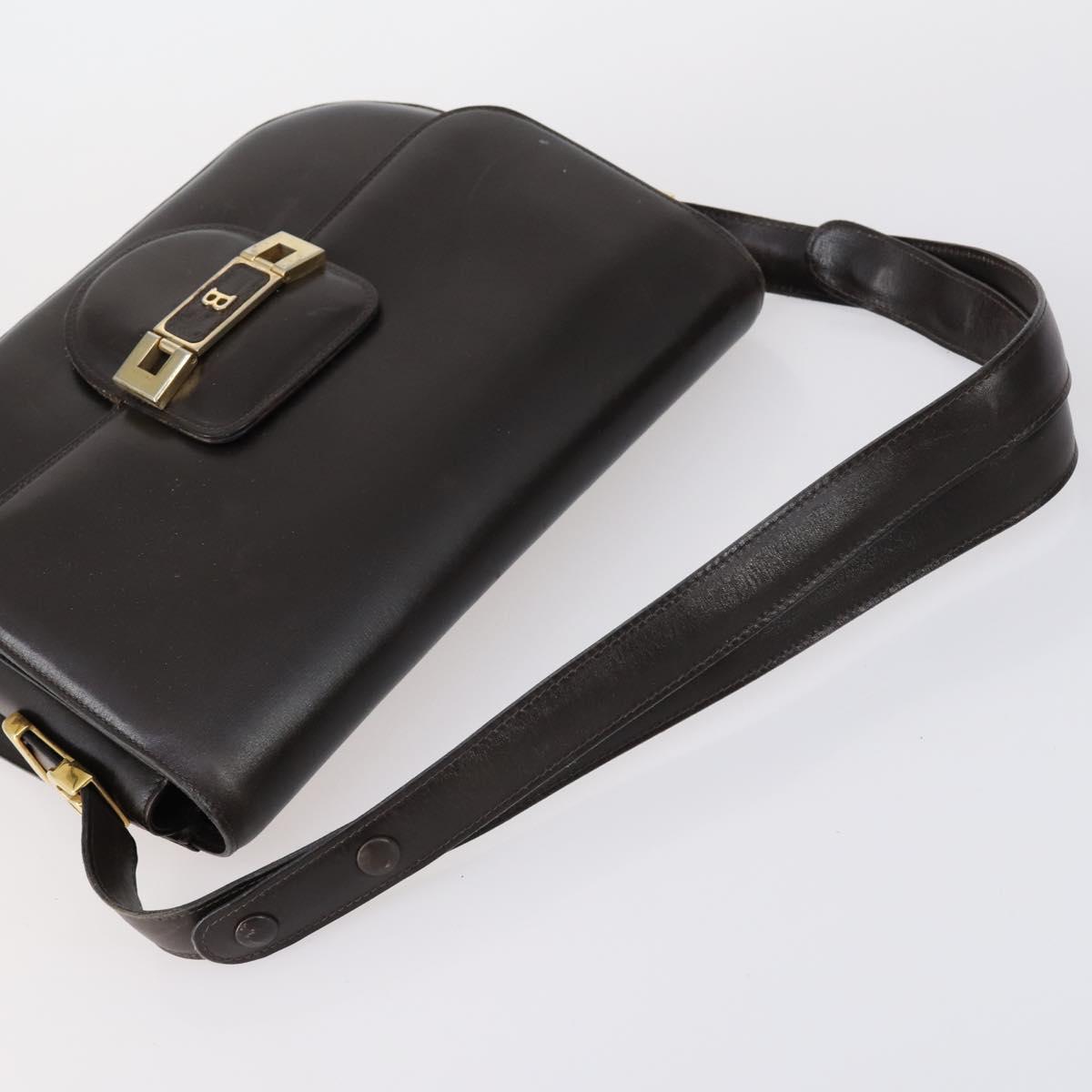 BALLY Shoulder Bag Leather Nylon PVC 4Set Black Brown Auth bs30281