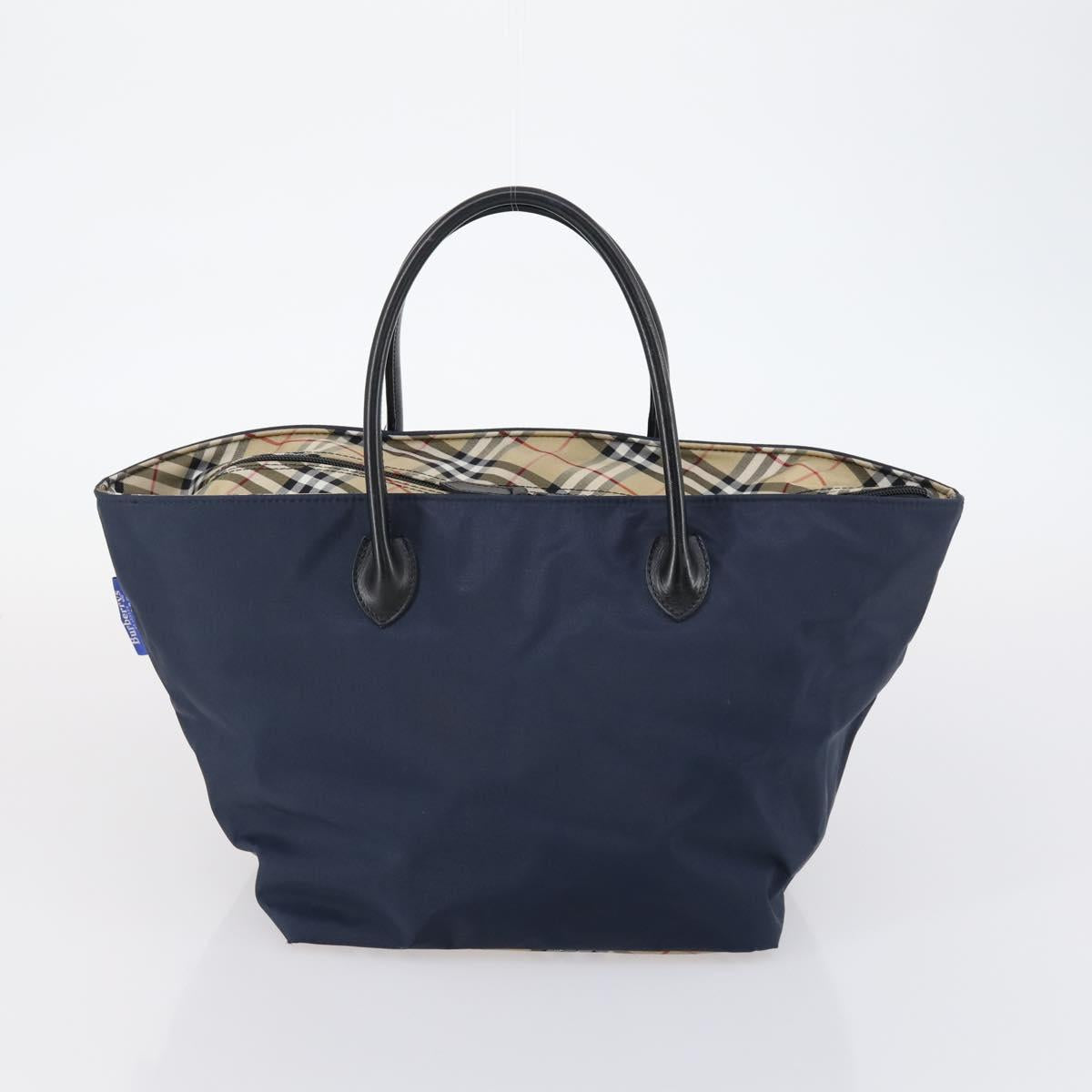 BURBERRY Nova Check Tote Bag PVC Nylon Canvas 5Set Beige Navy Auth bs30285