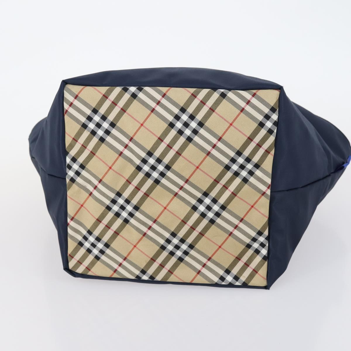 BURBERRY Nova Check Tote Bag PVC Nylon Canvas 5Set Beige Navy Auth bs30285