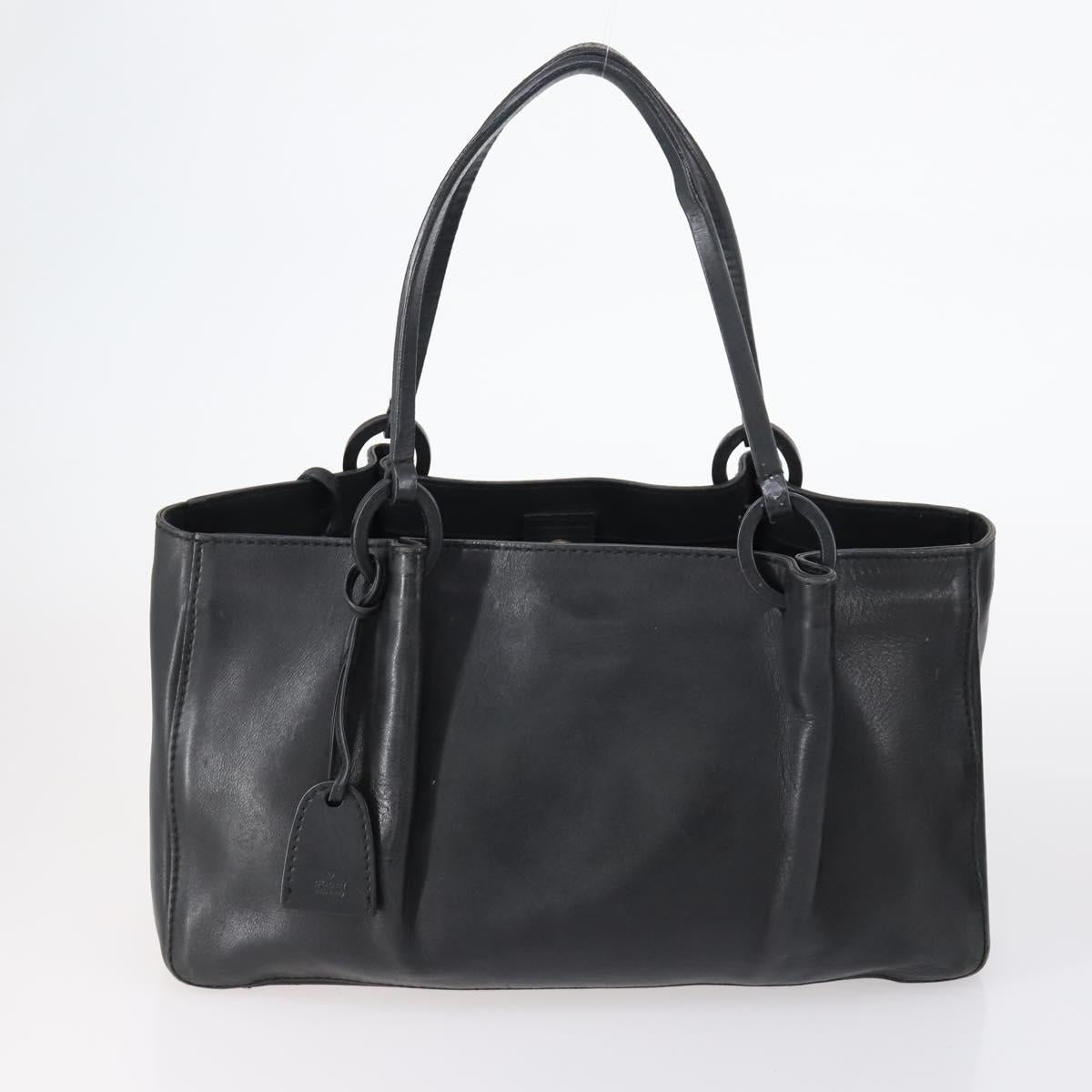 GUCCI Web Sherry Line Hand Bag Leather Nylon 5Set Black Khaki Auth bs30287