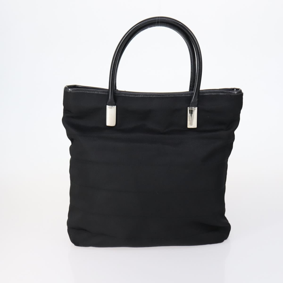 GUCCI Web Sherry Line Hand Bag Leather Nylon 5Set Black Khaki Auth bs30287