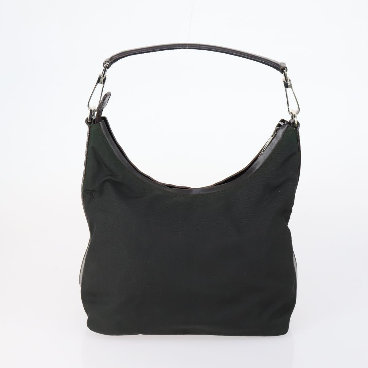 GUCCI Web Sherry Line Hand Bag Leather Nylon 5Set Black Khaki Auth bs30287