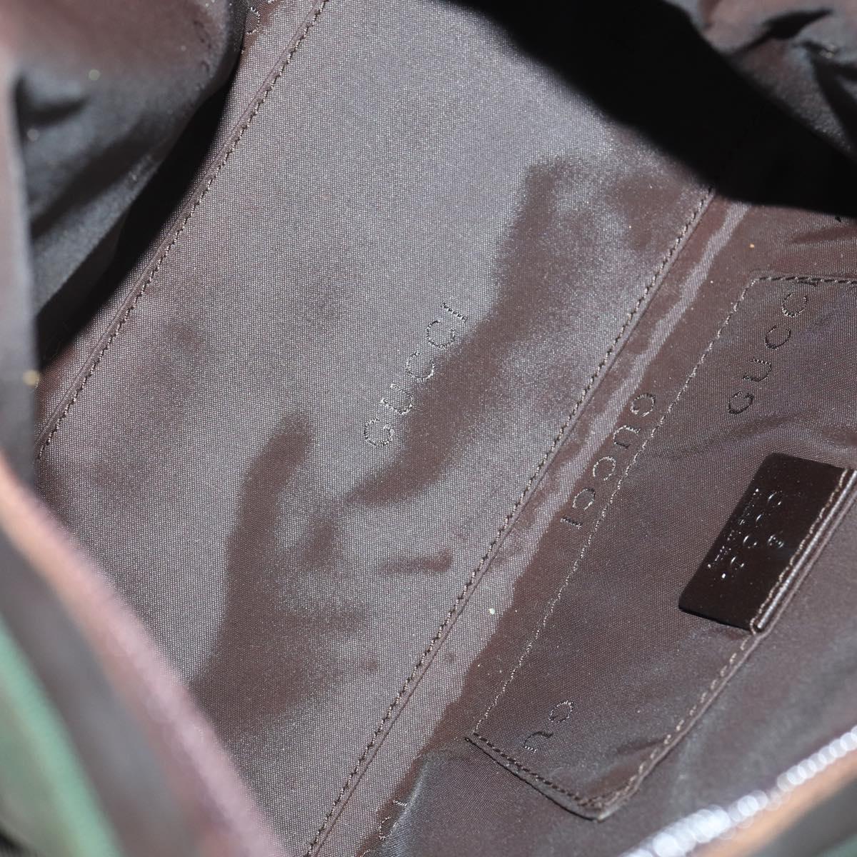 GUCCI Web Sherry Line Hand Bag Leather Nylon 5Set Black Khaki Auth bs30287