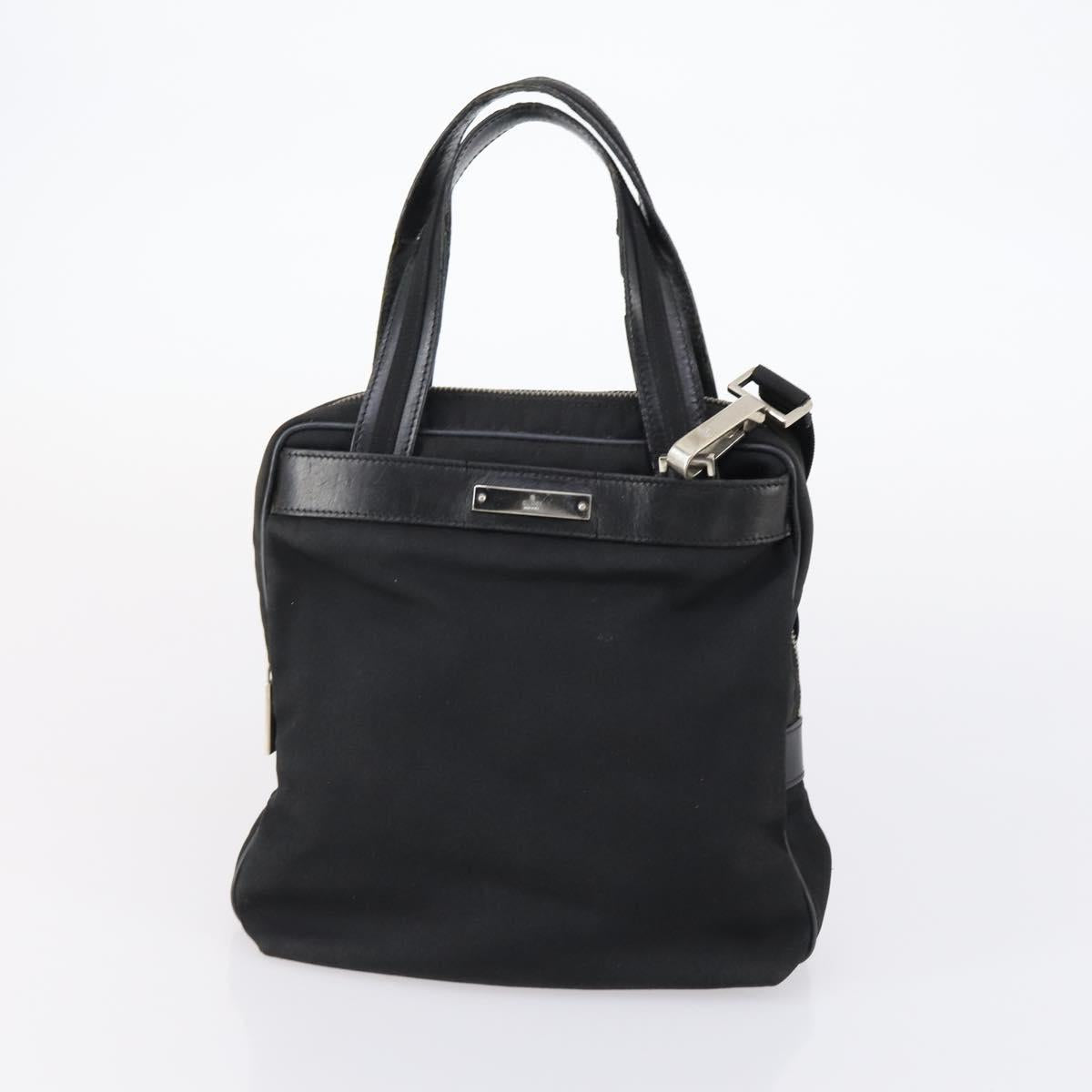 GUCCI Web Sherry Line Hand Bag Leather Nylon 5Set Black Khaki Auth bs30287