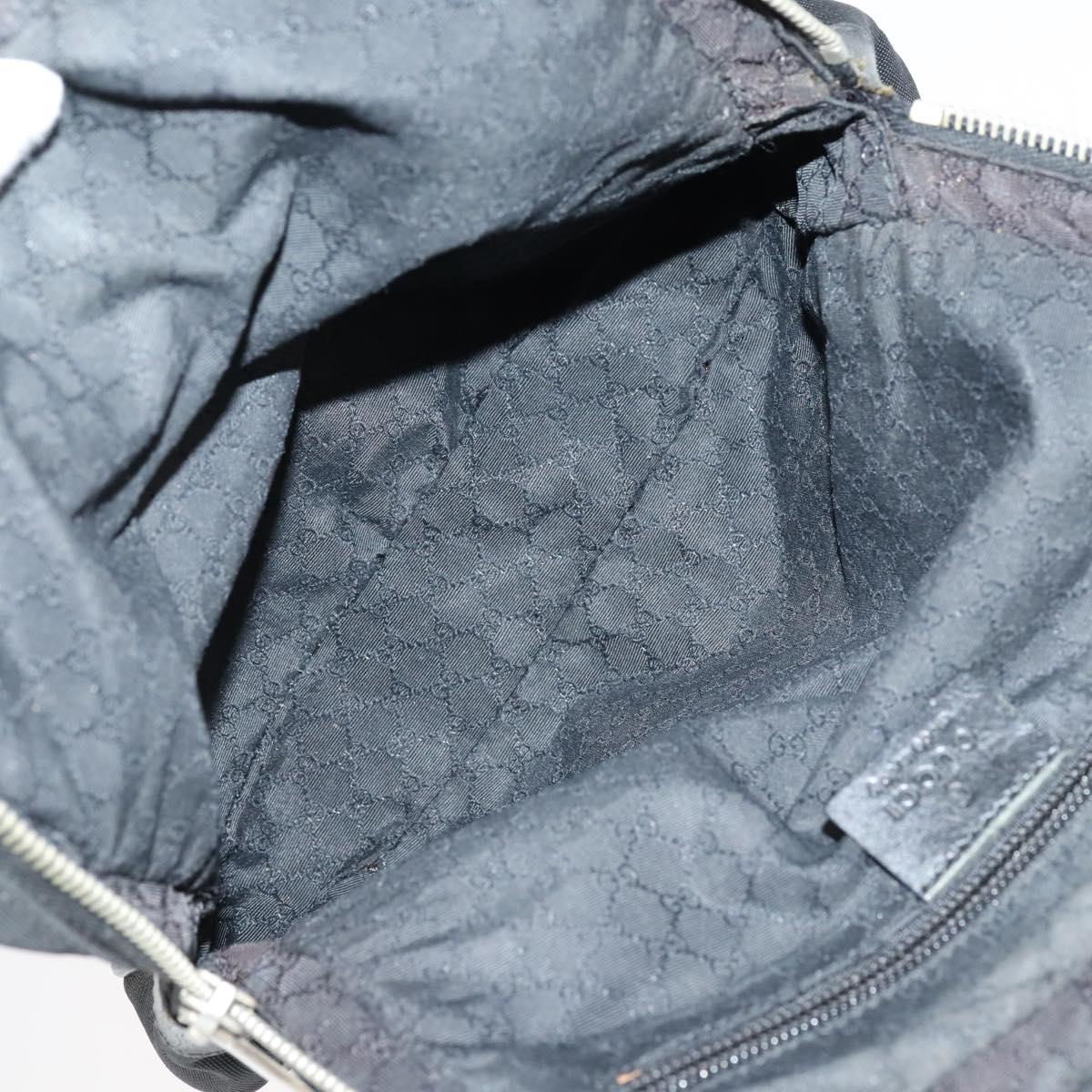 GUCCI Web Sherry Line Hand Bag Leather Nylon 5Set Black Khaki Auth bs30287