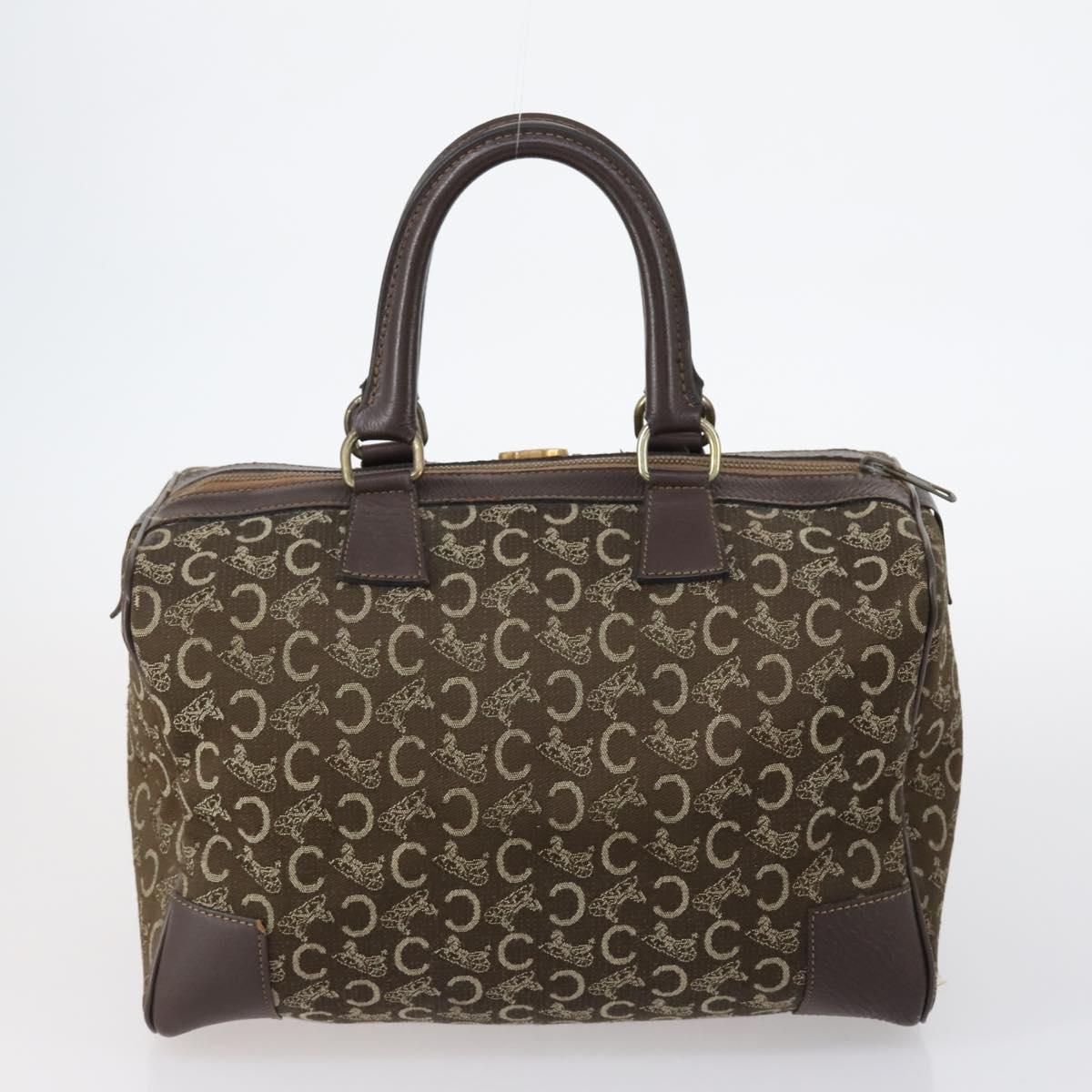 CELINE C Macadam Canvas Hand Bag PVC 3Set Navy Brown Auth bs30288