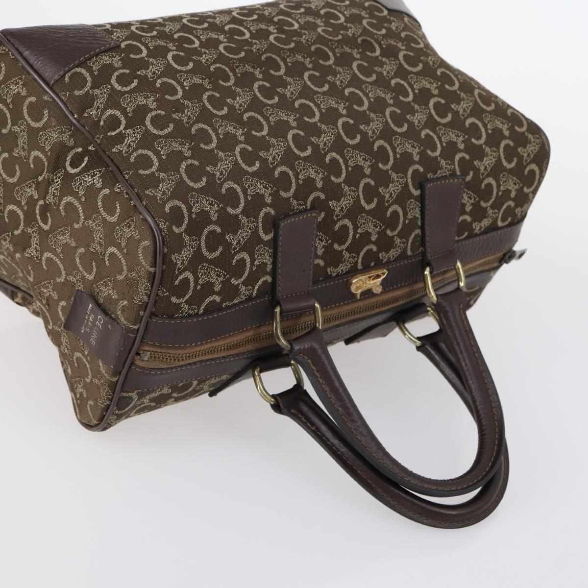 CELINE C Macadam Canvas Hand Bag PVC 3Set Navy Brown Auth bs30288