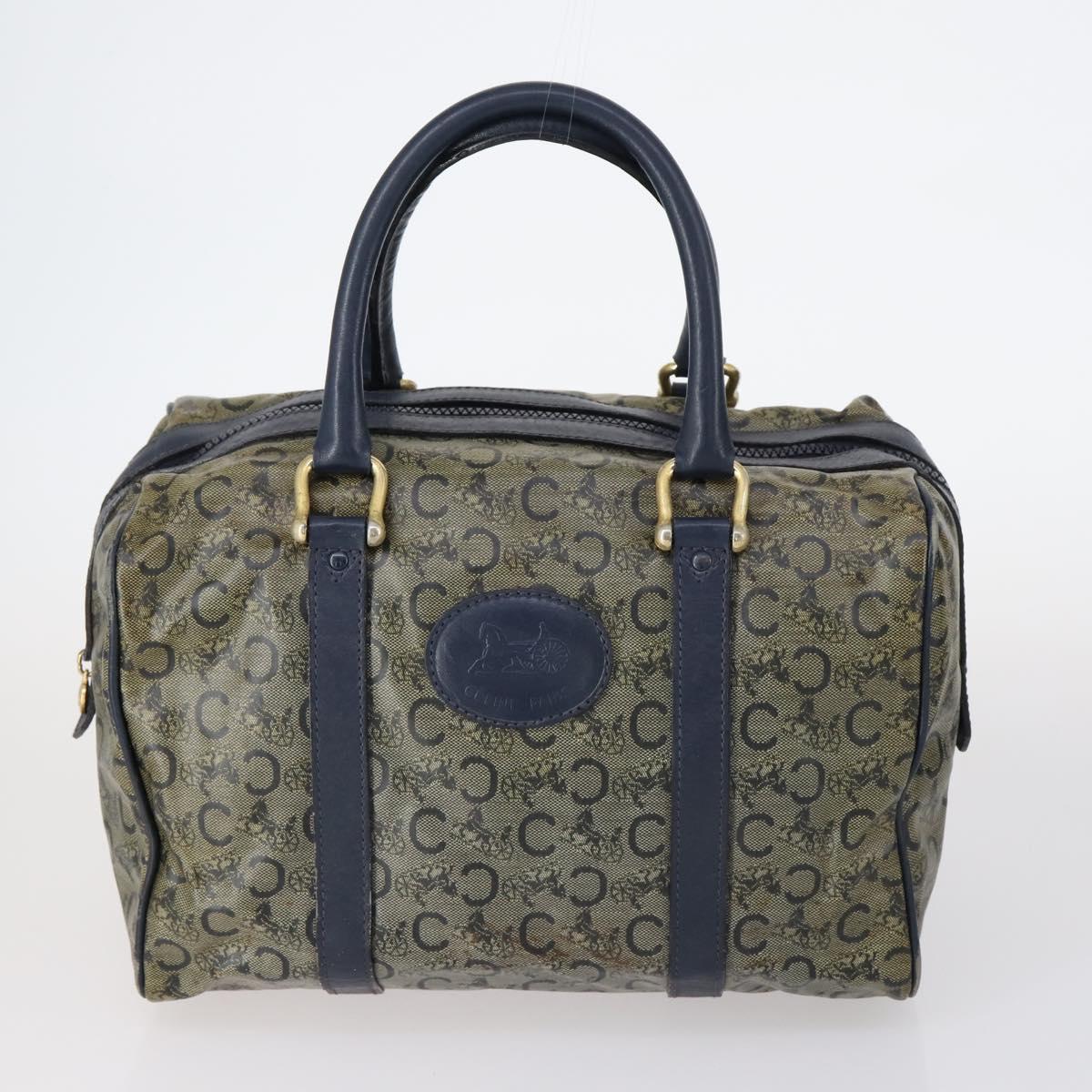 CELINE C Macadam Canvas Hand Bag PVC 3Set Navy Brown Auth bs30288