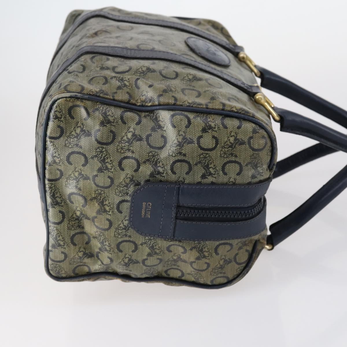 CELINE C Macadam Canvas Hand Bag PVC 3Set Navy Brown Auth bs30288