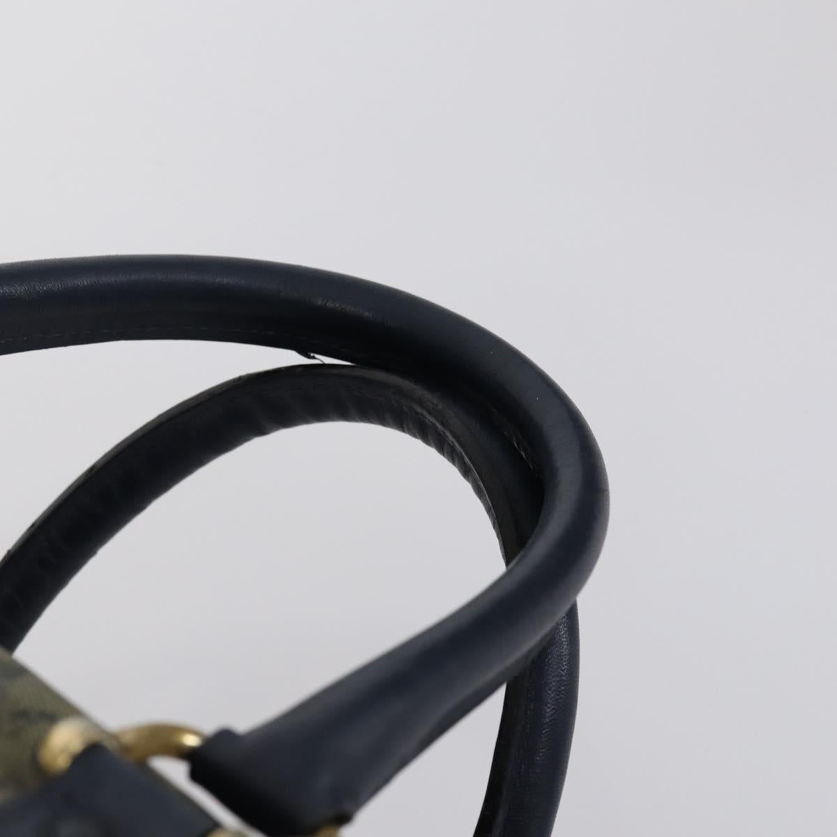 CELINE C Macadam Canvas Hand Bag PVC 3Set Navy Brown Auth bs30288