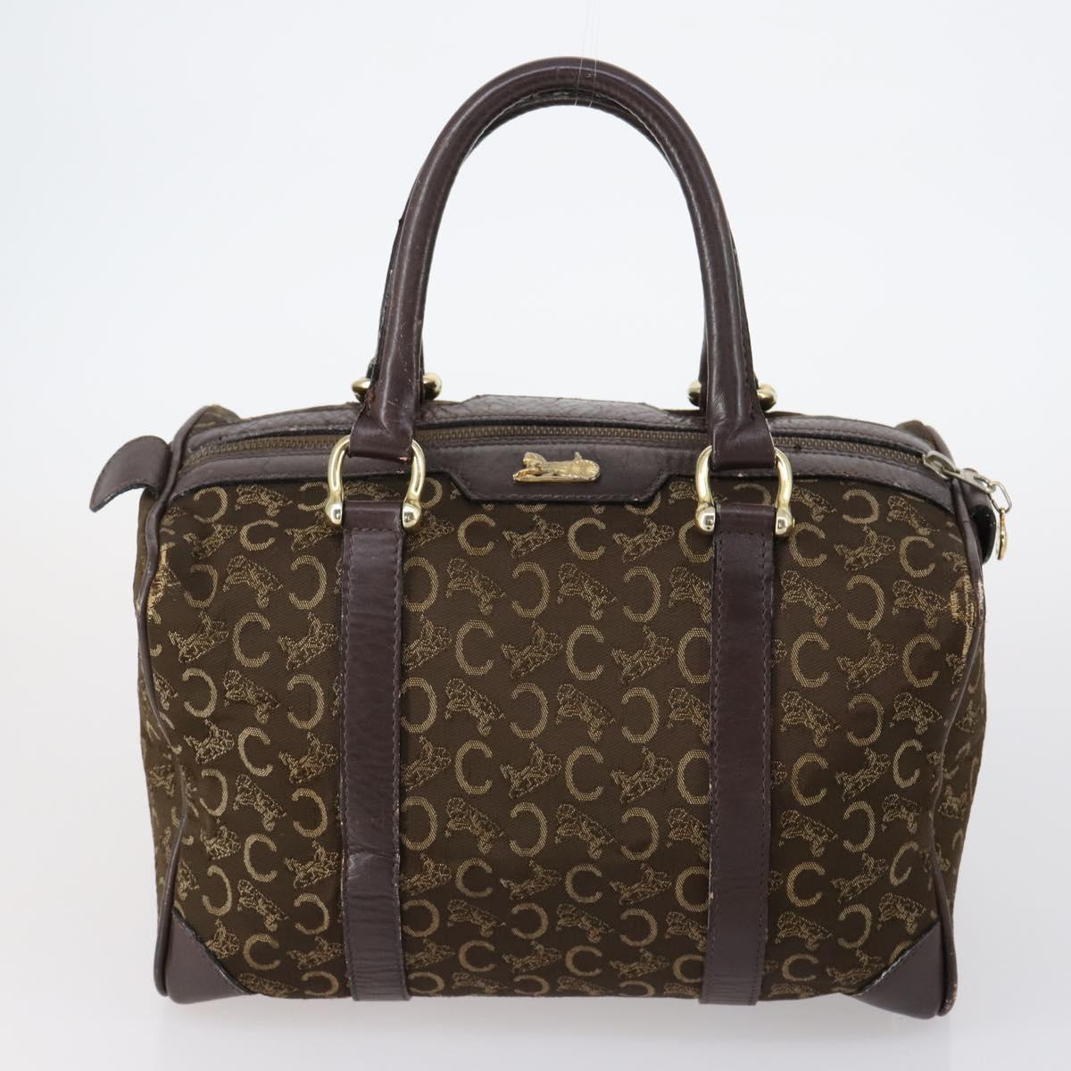 CELINE C Macadam Canvas Hand Bag PVC 3Set Navy Brown Auth bs30288