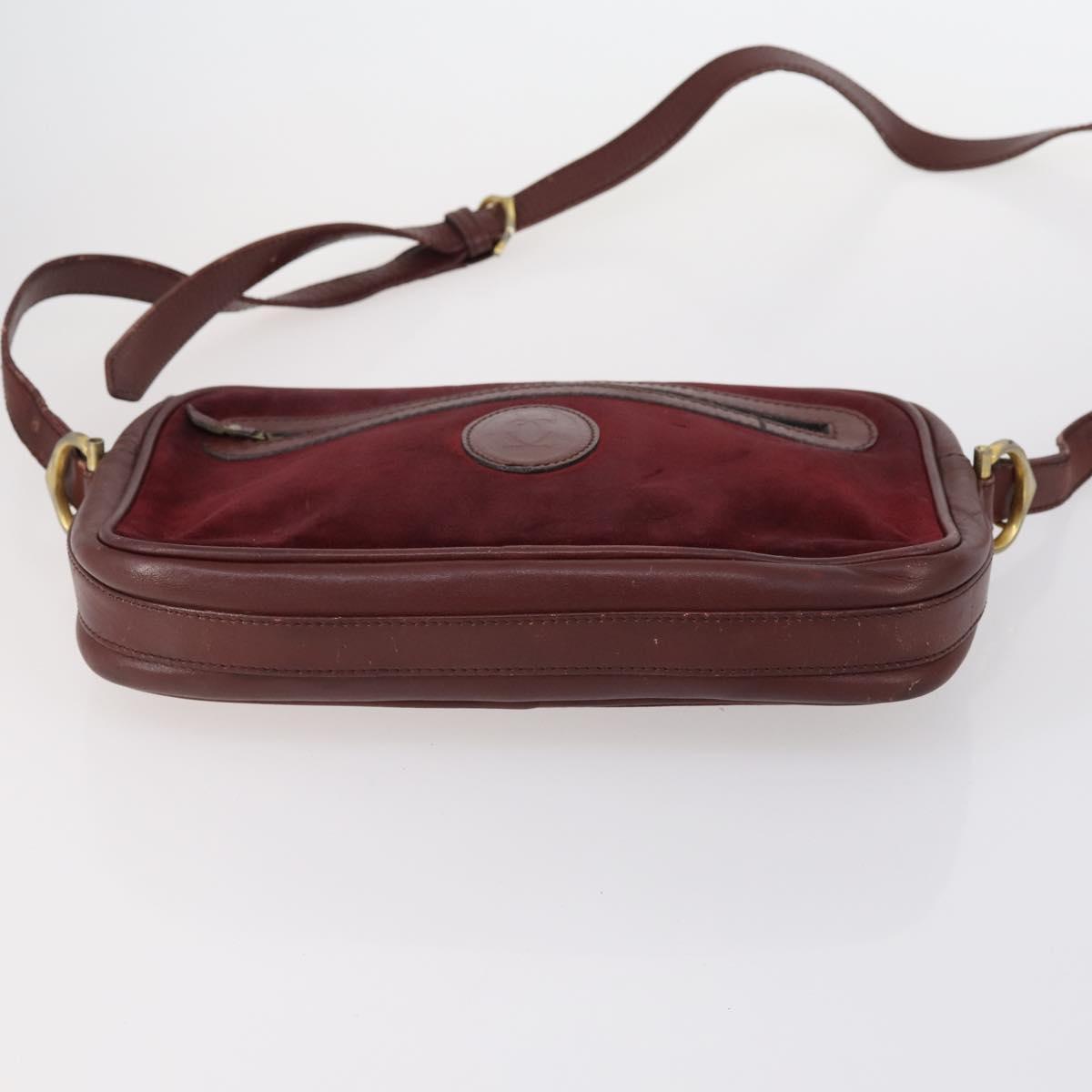 CARTIER Must Line Clutch Bag Leather 5 Set Bordeaux Gold Auth bs30290