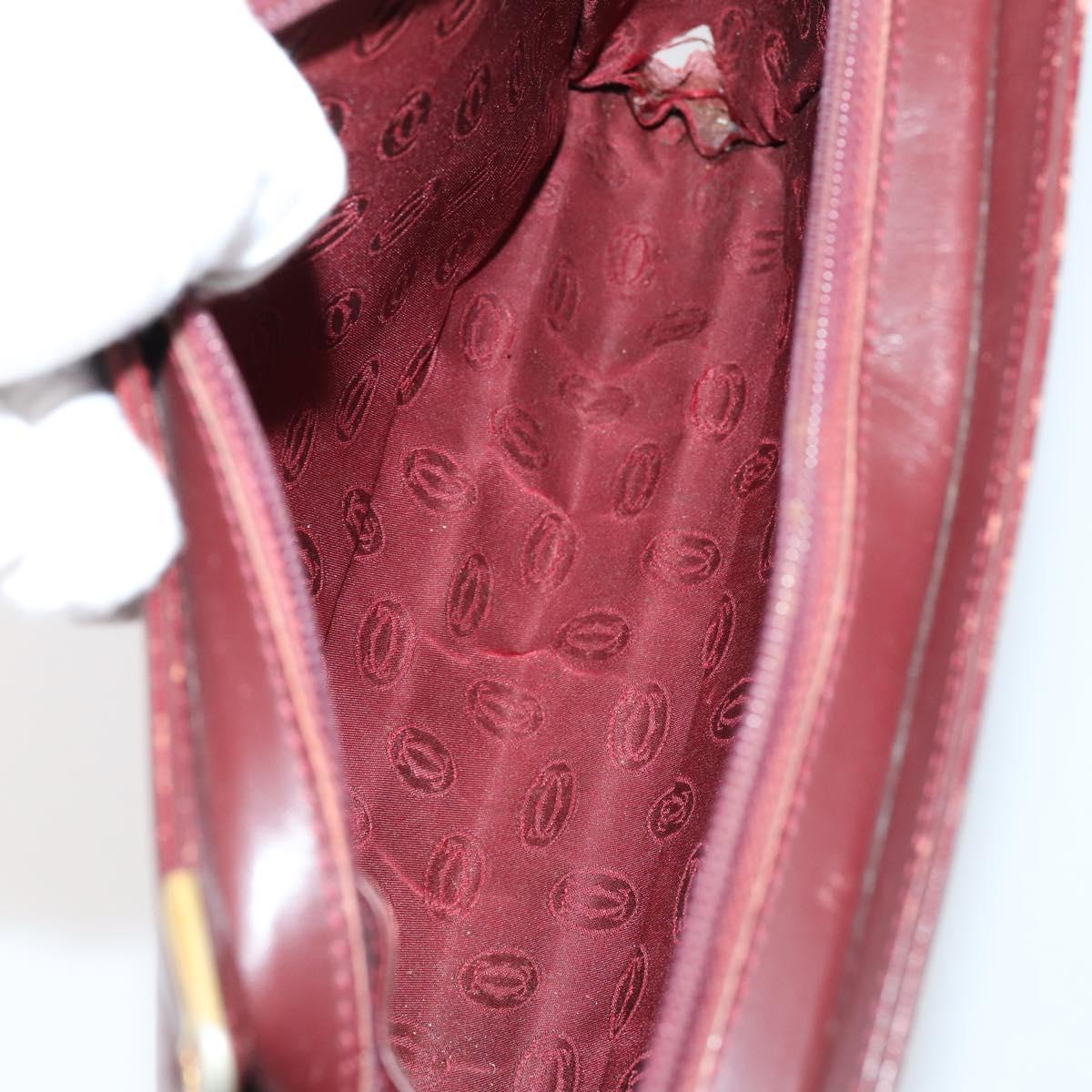 CARTIER Must Line Clutch Bag Leather 5 Set Bordeaux Gold Auth bs30290