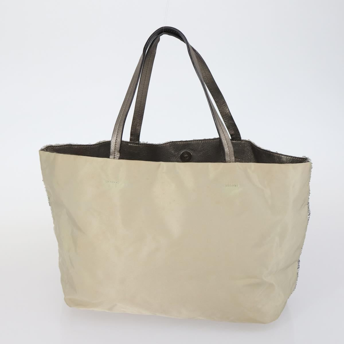 Salvatore Ferragamo Bag Leather Sequin PVC 4 Set Black Beige Silver Auth bs30291