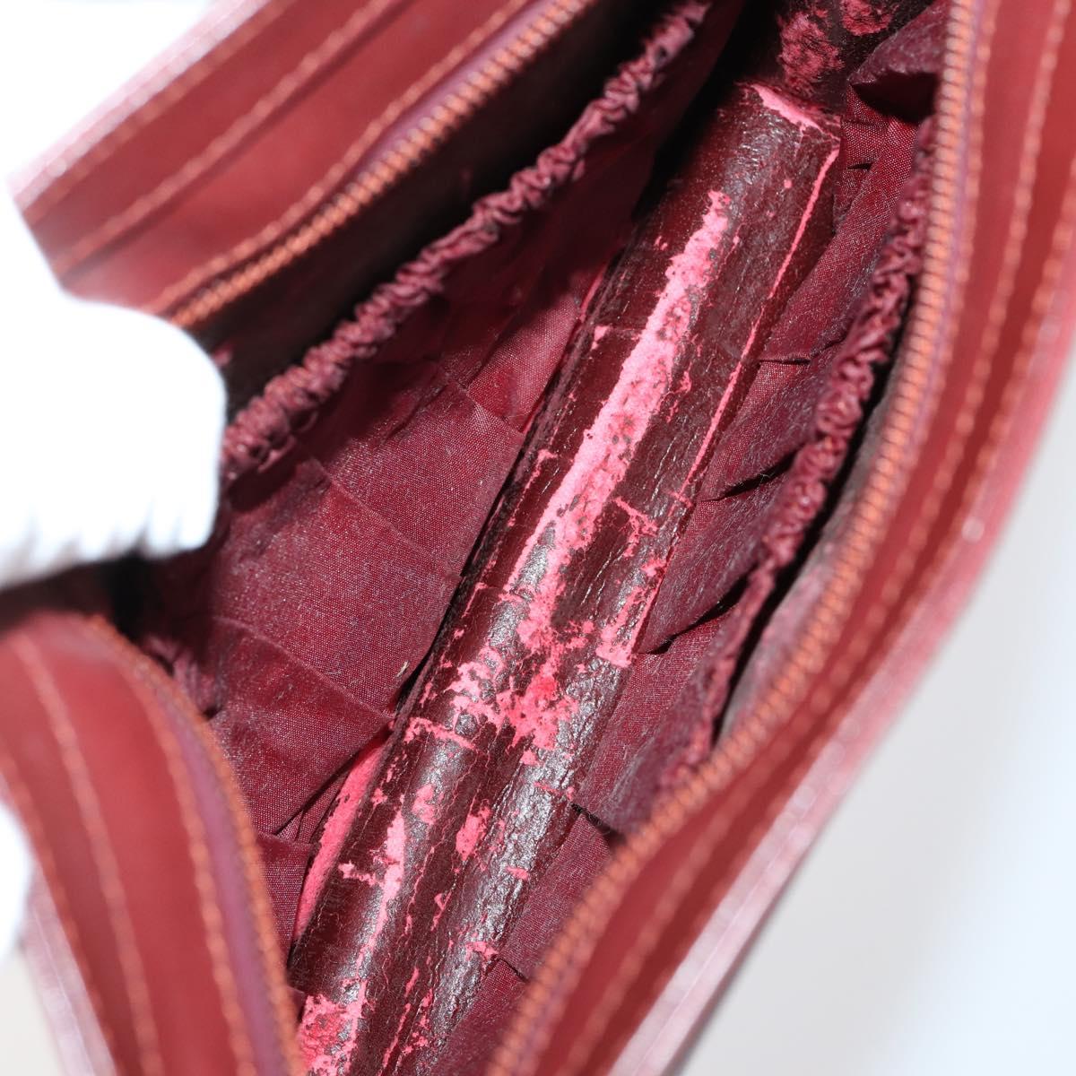 CARTIER Must Line Clutch Bag Leather 4Set Bordeaux Gold Auth bs30292