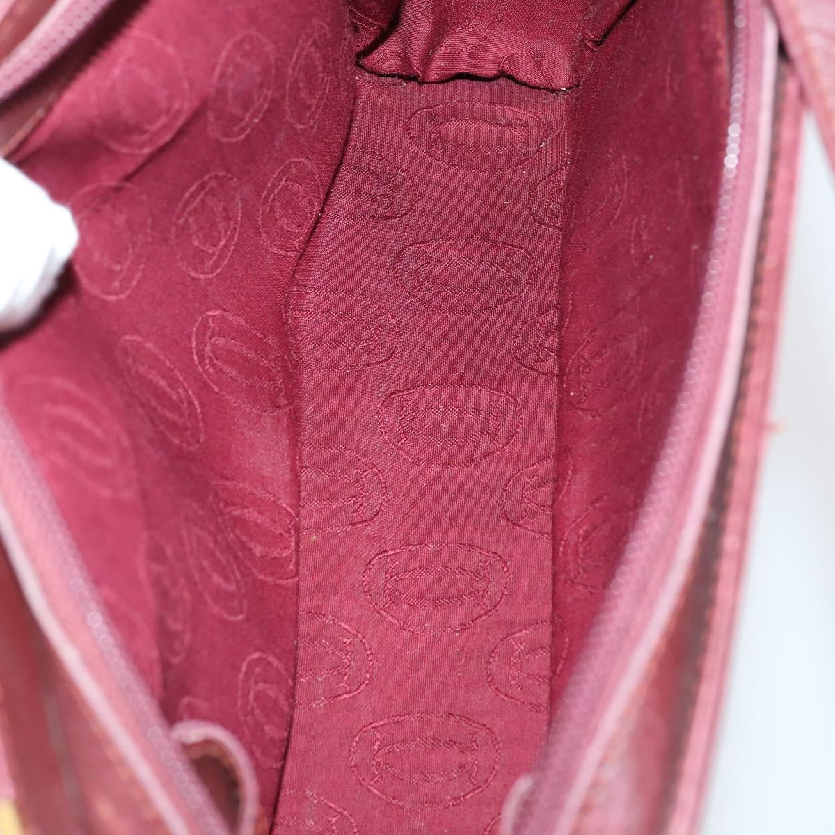 CARTIER Must Line Clutch Bag Leather 4Set Bordeaux Gold Auth bs30292