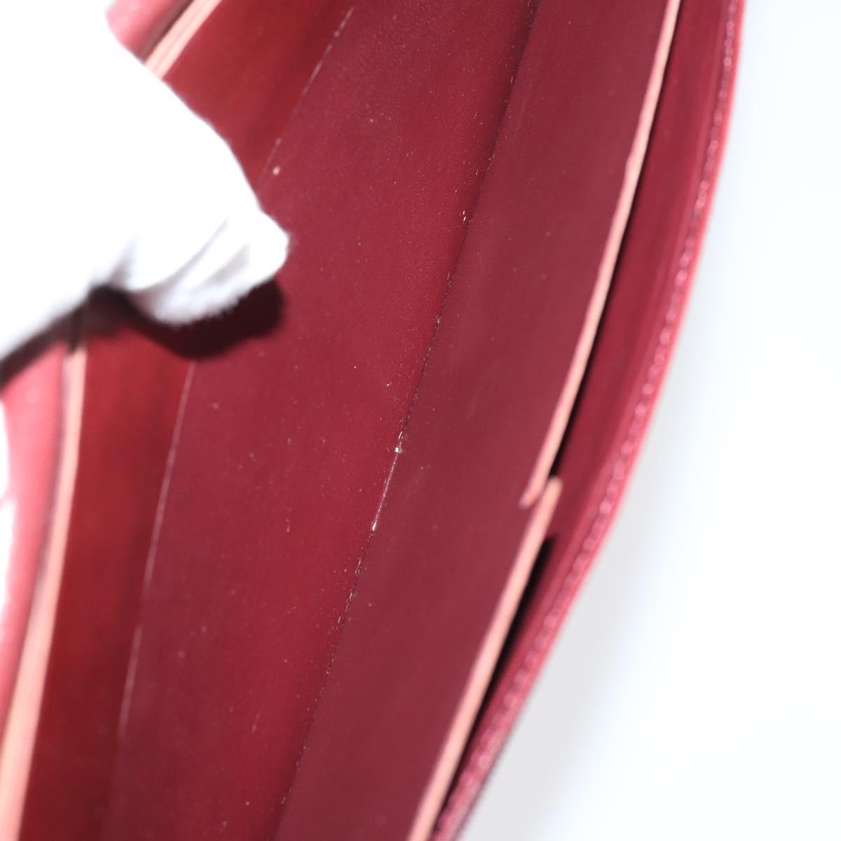 CARTIER Must Line Clutch Bag Leather 4Set Bordeaux Gold Auth bs30292