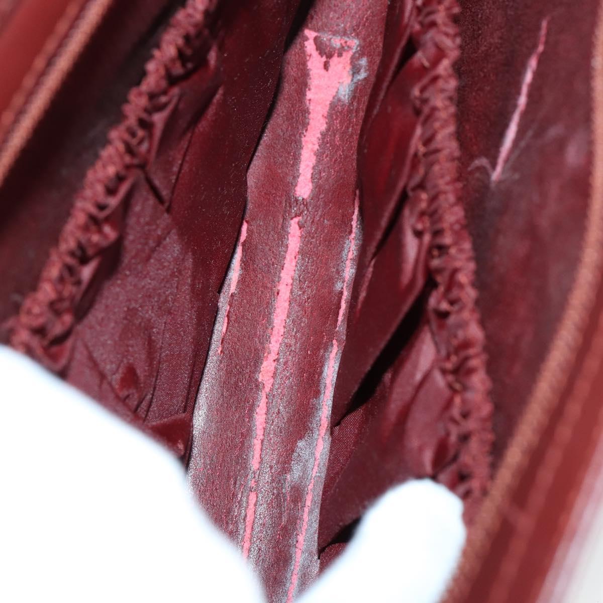 CARTIER Must Line Clutch Bag Leather 4Set Bordeaux Gold Auth bs30292