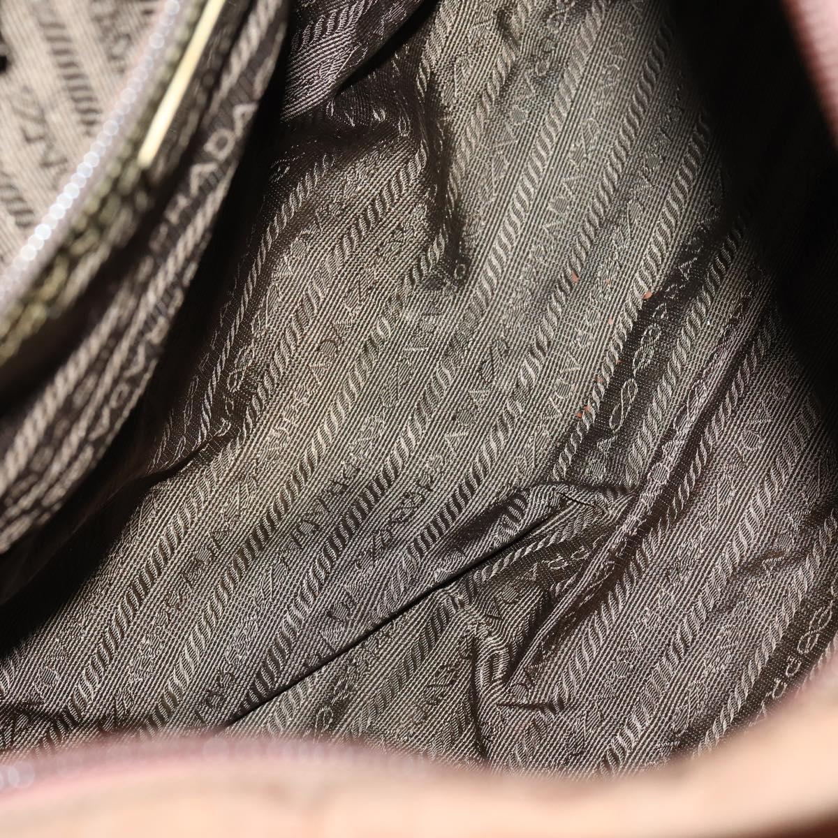 PRADA Tote Bag Nylon Suede 5Set Brown Khaki beige Auth bs30294