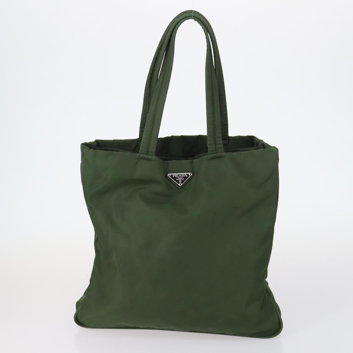 PRADA Tote Bag Nylon Suede 5Set Brown Khaki beige Auth bs30294