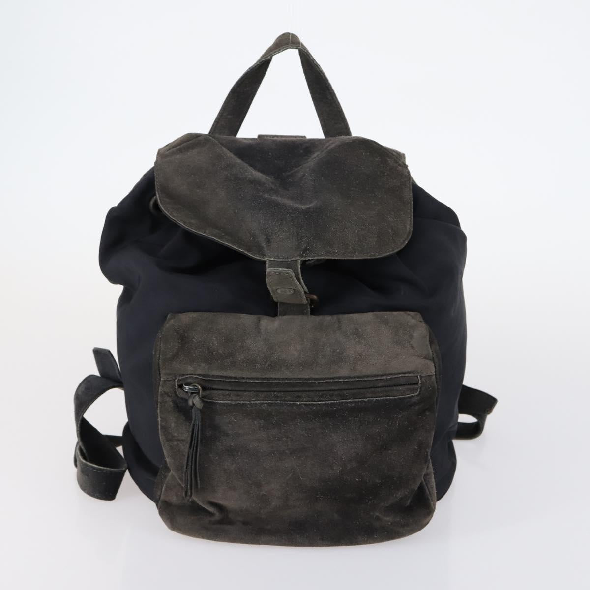 PRADA Tote Bag Nylon Suede 5Set Brown Khaki beige Auth bs30294