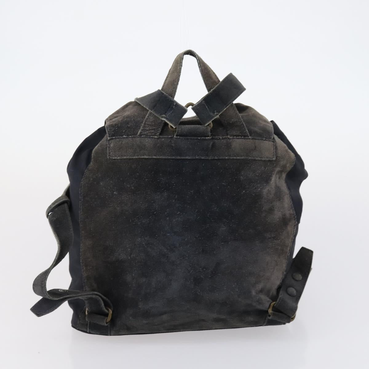 PRADA Tote Bag Nylon Suede 5Set Brown Khaki beige Auth bs30294