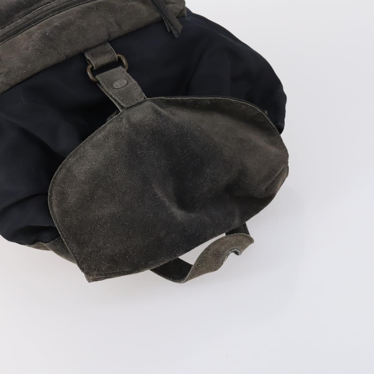 PRADA Tote Bag Nylon Suede 5Set Brown Khaki beige Auth bs30294