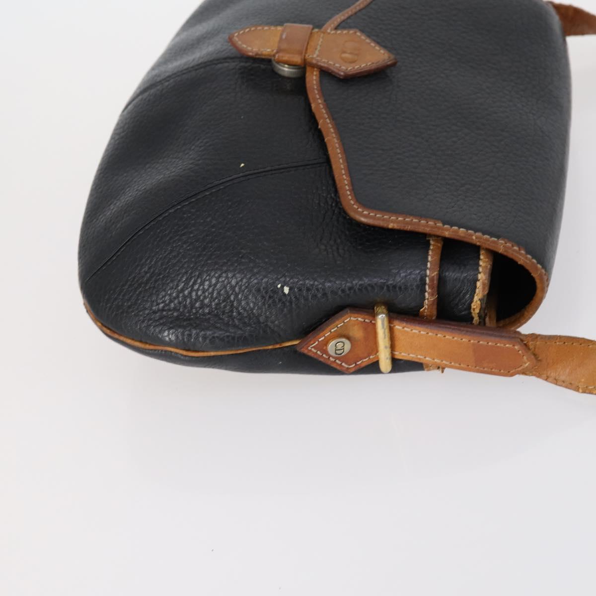 Christian Dior Shoulder Bag Leather Canvas 3 Set Black Beige Auth bs30295