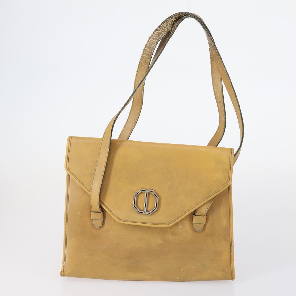 Christian Dior Shoulder Bag Leather Canvas 3 Set Black Beige Auth bs30295