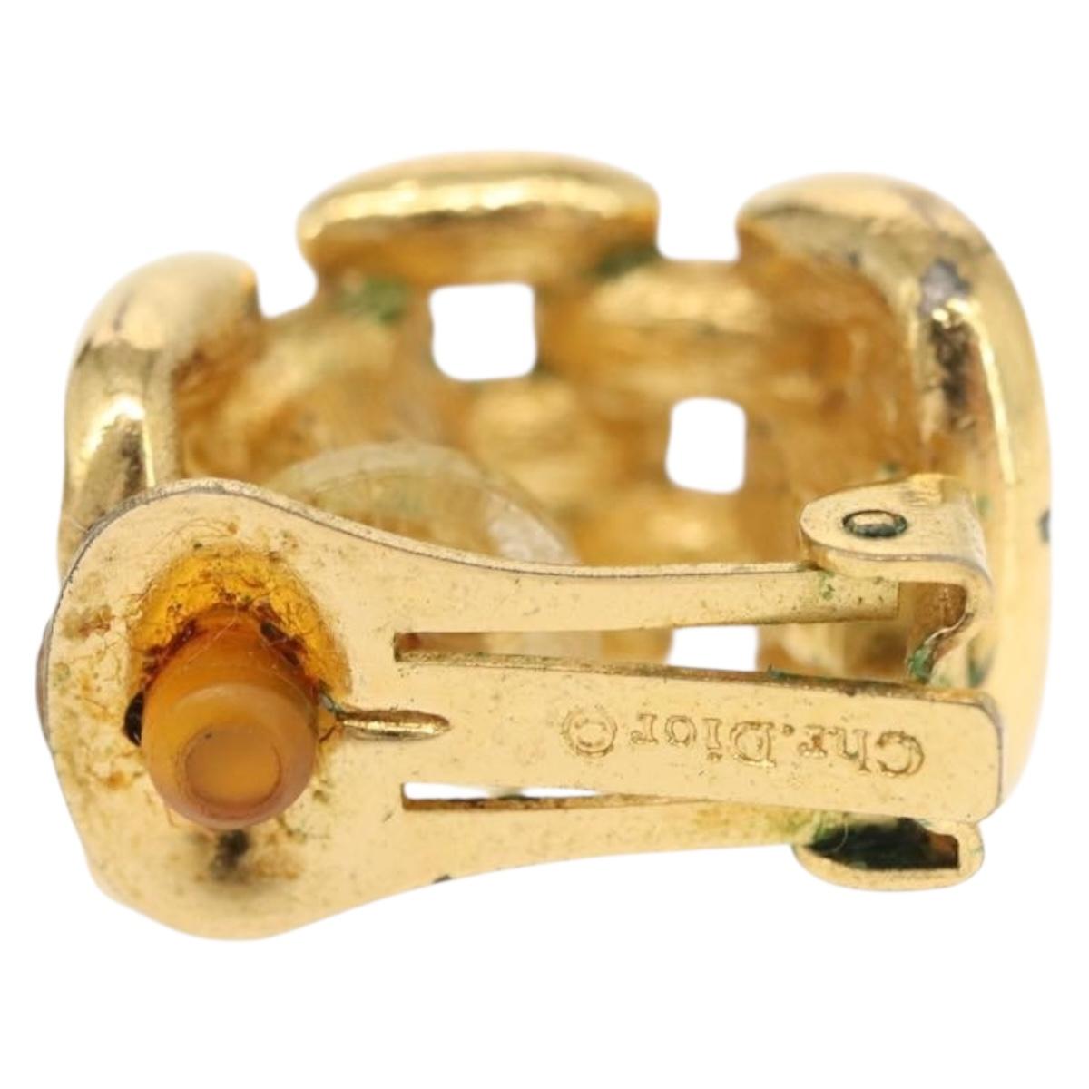 Christian Dior Earring metal Gold Tone Auth bs30301