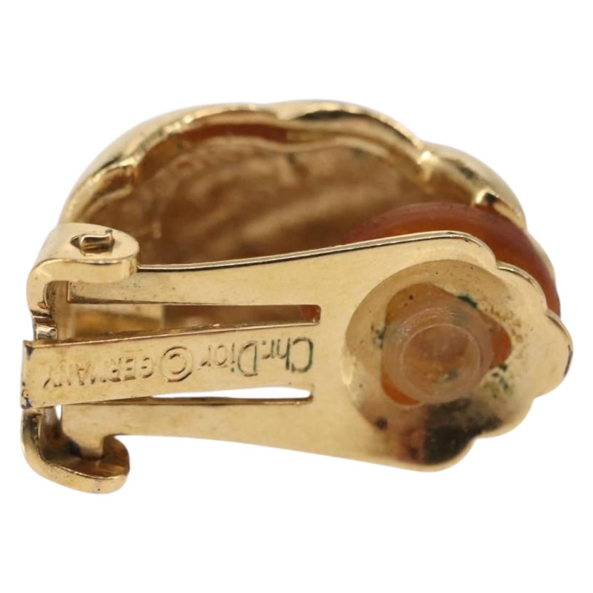 Christian Dior Earring metal Gold Tone Auth bs30303