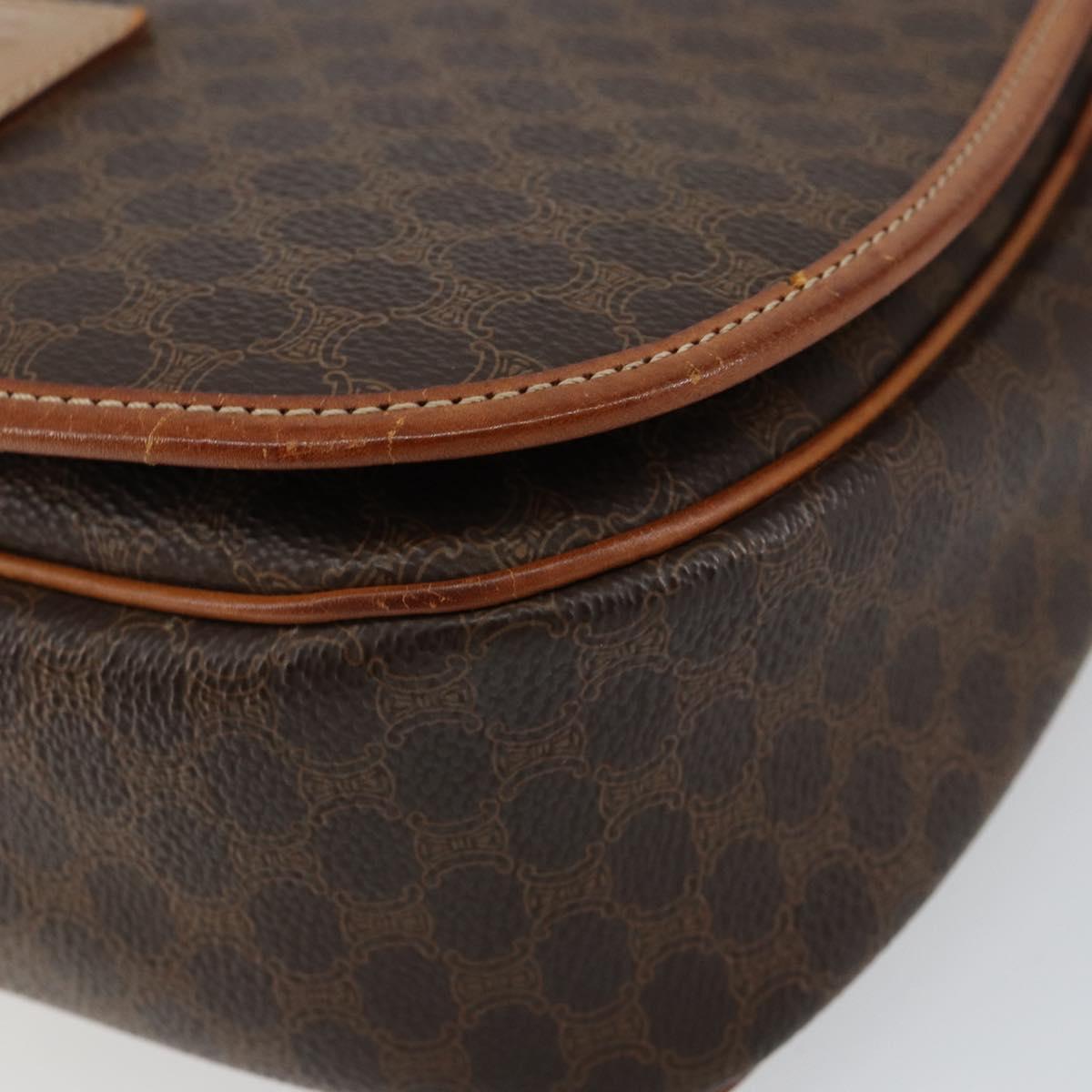 CELINE Macadam Canvas Shoulder Bag PVC Brown Gold Auth bs30306