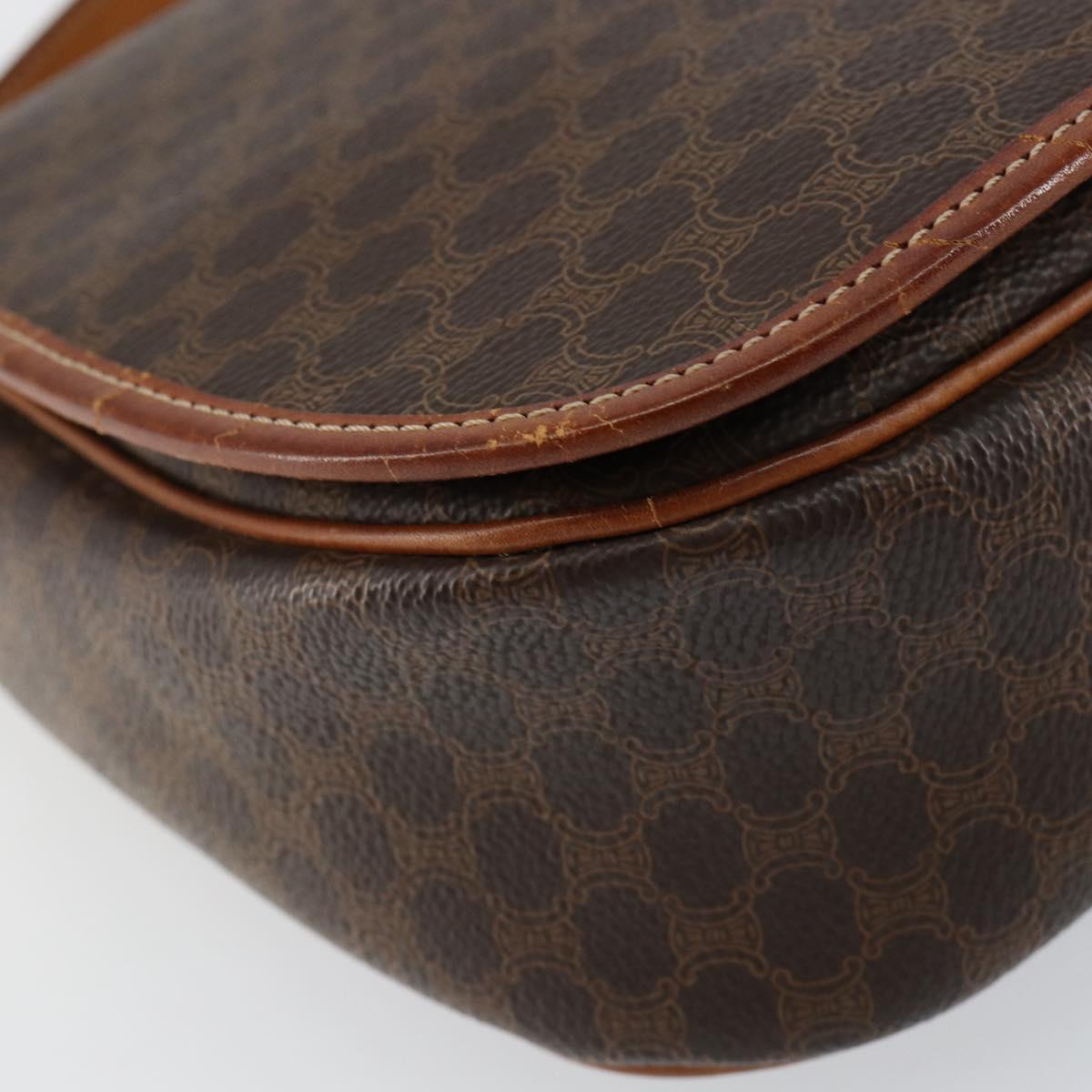 CELINE Macadam Canvas Shoulder Bag PVC Brown Gold Auth bs30306