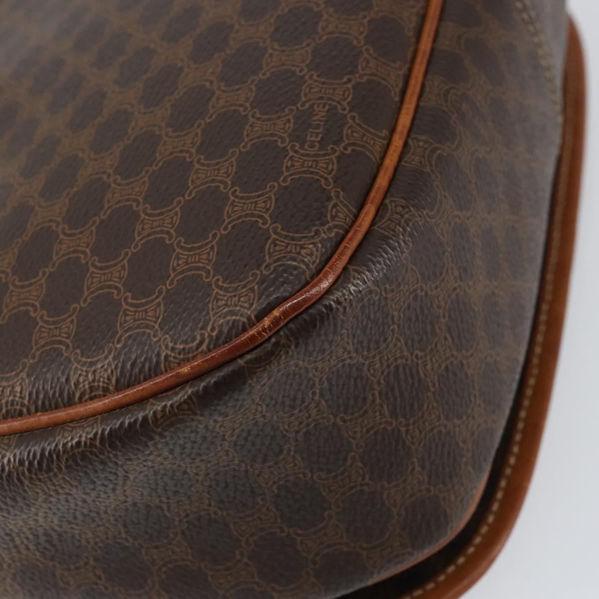 CELINE Macadam Canvas Shoulder Bag PVC Brown Gold Auth bs30306