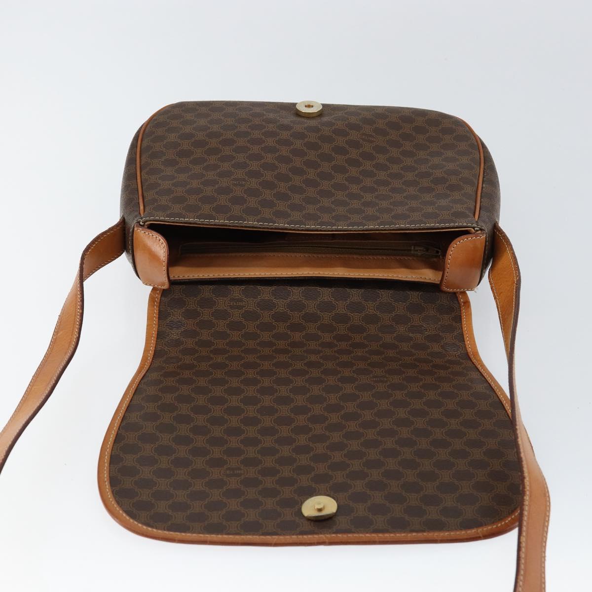 CELINE Macadam Canvas Shoulder Bag PVC Brown Gold Auth bs30306