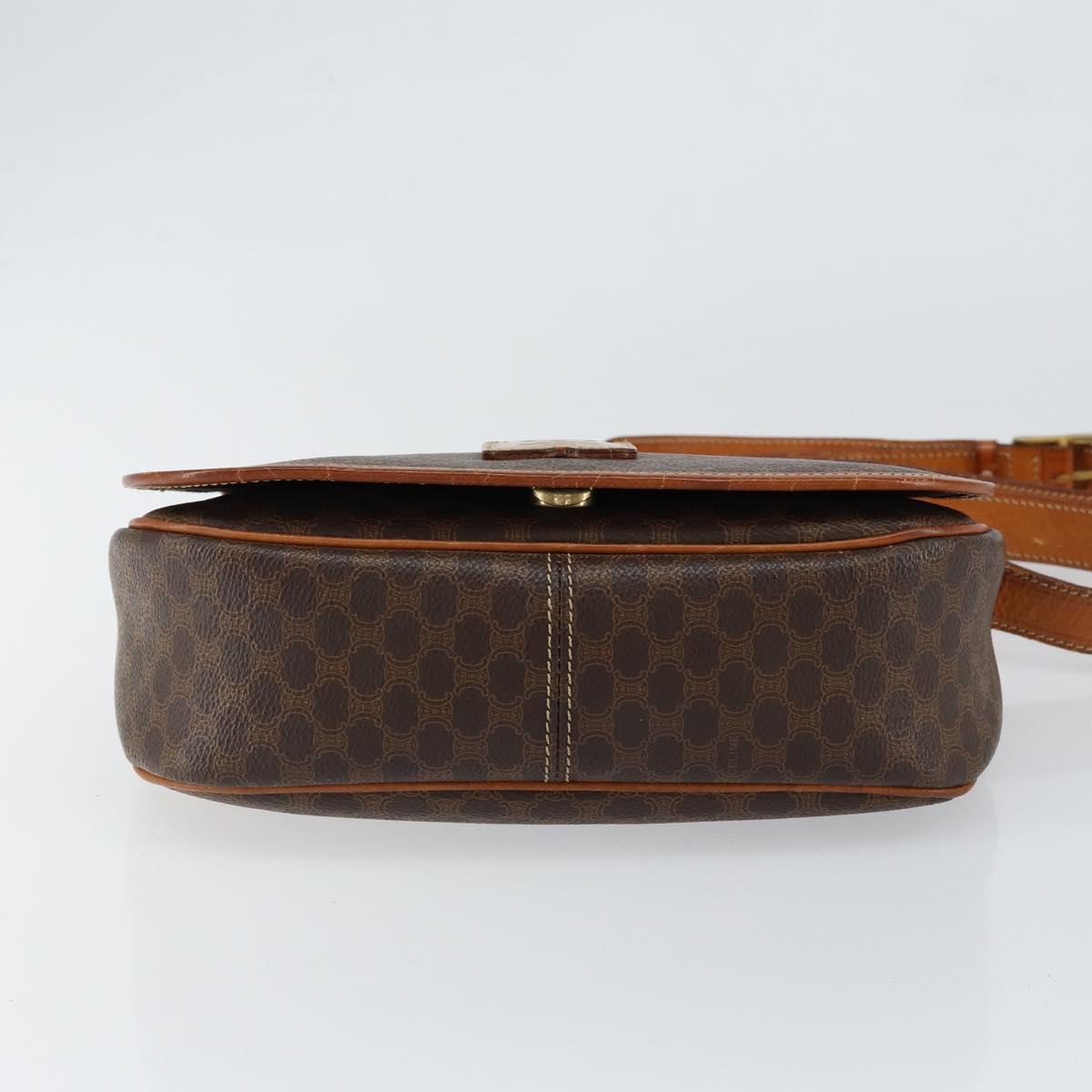 CELINE Macadam Canvas Shoulder Bag PVC Brown Gold Auth bs30306